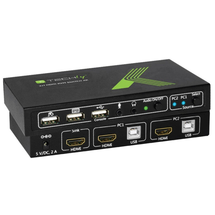 EAN 8054529028696 - Techly 2x1 USB HDMI KVM Switch 4Kx2K IDATA KVM-HDMI2U interruptor KVM Negro imagen 1