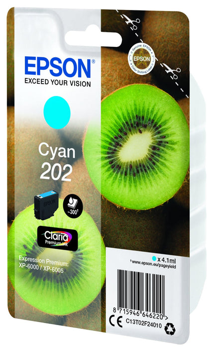 EAN 8715946646237 - Epson Kiwi 202 cartucho de tinta 1 pieza(s) Original Rendimiento estándar Cian imagen 3