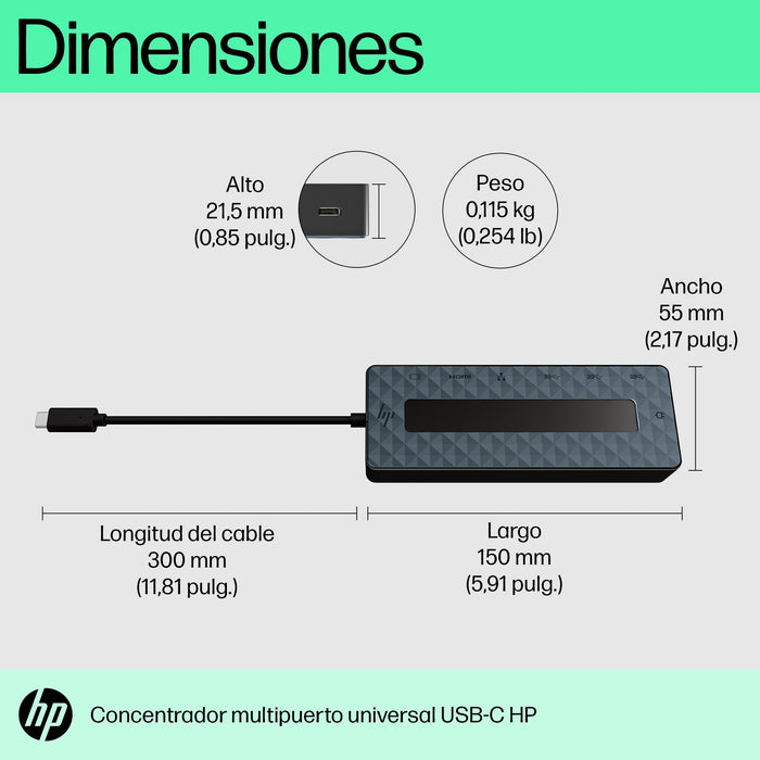 EAN 0196188636312 - HP Universal USB-C Multiport Hub Acoplamiento USB 3.2 Gen 2 (3.1 Gen 2) Type-C Negro imagen 6
