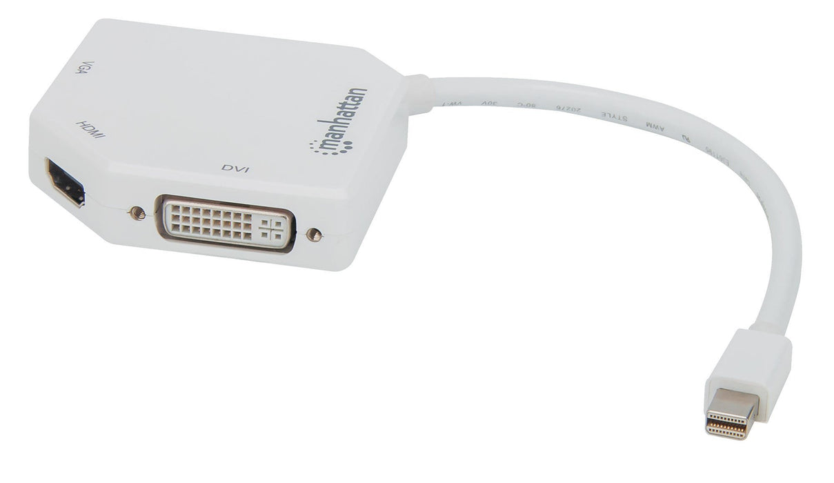 EAN 0766623207362 - Manhattan 207362 adaptador de cable de vídeo 0,25 m Mini DisplayPort DVI-I + VGA (D-Sub) + HDMI Blanco imagen 1