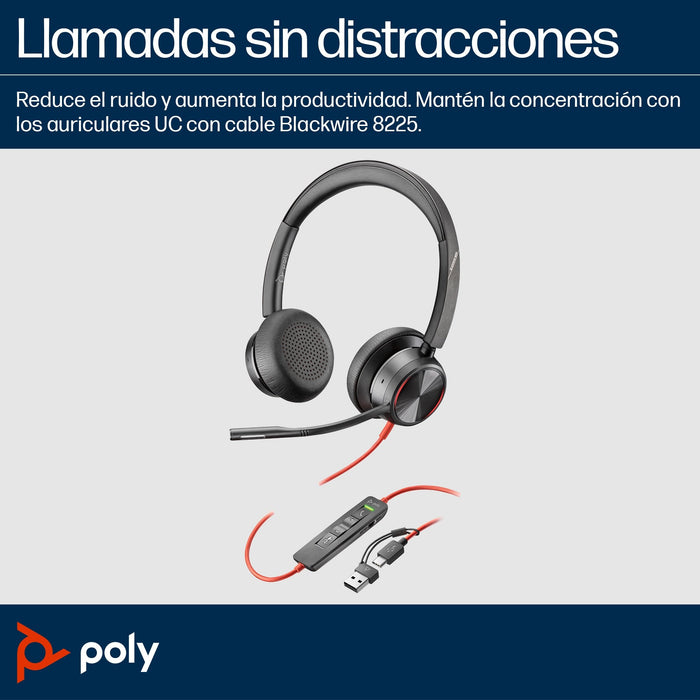 EAN 0197029536648 - Poly Blackwire 8225 USB-C Headset Alámbrico Diadema Oficina/Centro de llamadas USB Tipo C Negro imagen 2