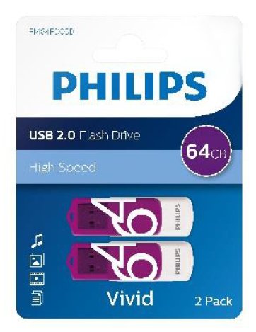 EAN 8720039512863 - Philips FM64FD05D unidad flash USB 64 GB USB tipo A 2.0 Púrpura, Blanco imagen 1