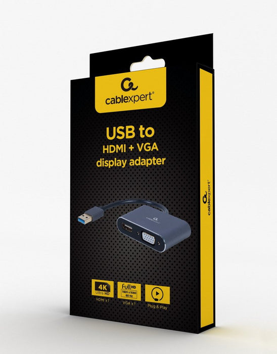 EAN 8716309121330 - Gembird A-USB3-HDMIVGA-01 Adaptador gráfico USB 3840 x 2160 Pixeles Gris imagen 3