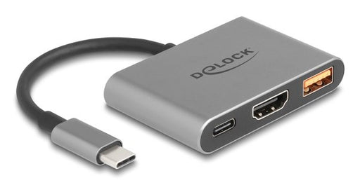 EAN 4043619610716 - DeLOCK 61071 adaptador de cable de vídeo 0,1 m USB Tipo C USB Type-C + USB Type-A + HDMI Gris imagen 1