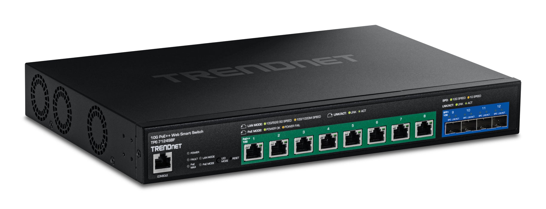 EAN 0710931162929 - Trendnet TPE-7124SBF switch Gestionado 10G Ethernet (100/1000/10000) Energía sobre Ethernet (PoE) Negro imagen 1