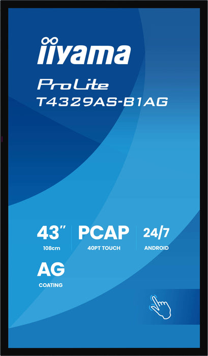 EAN 4948570125579 - iiyama T4329AS-B1AG pantalla de señalización Panel plano interactivo 108 cm (42.5") LED Wifi 500 cd / m²  imagen 3
