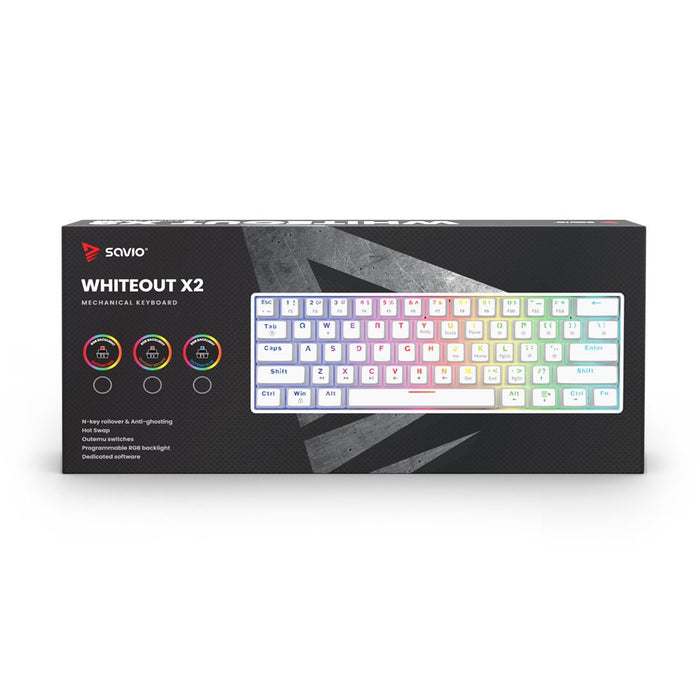 EAN 5901986049357 - Savio WHITEOUT X2 PEACH teclado Juego USB QWERTY Inglés internacional Blanco imagen 12