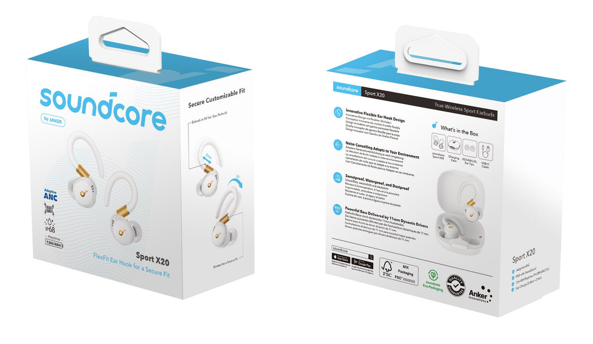 EAN 194644187002 - Soundcore Sport X20 Auriculares Inalámbrico Dentro de oído Llamadas/Música/Deporte/Uso diario Blanco imagen 7