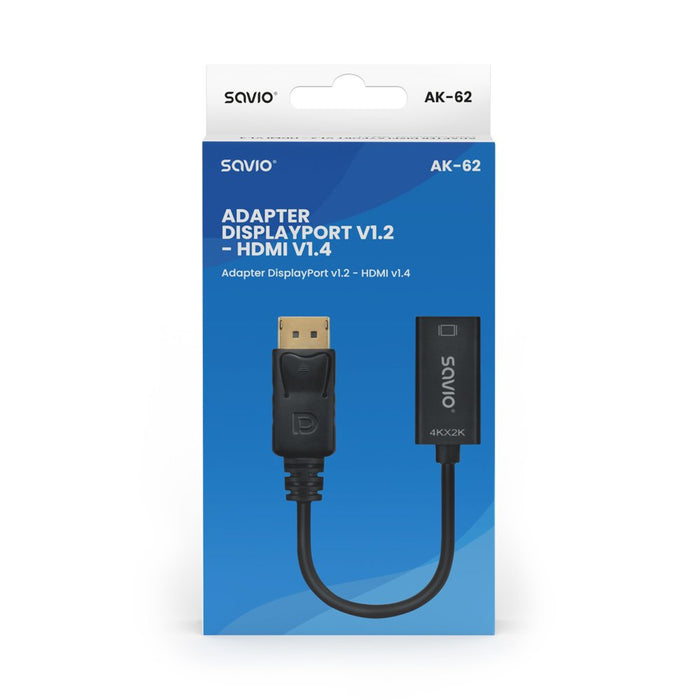 EAN 5901986048138 - Savio AK-62 adaptador de cable de vídeo 0,2 m DisplayPort HDMI Negro imagen 3