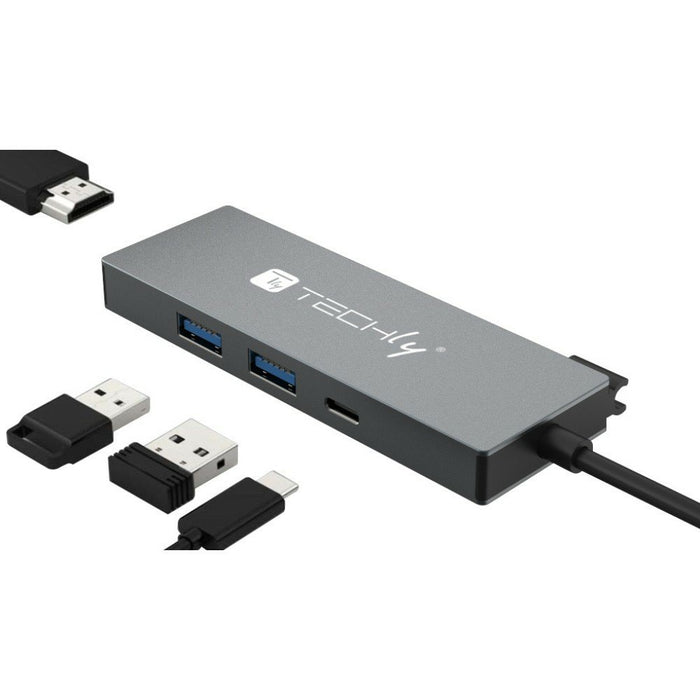 EAN 8059018366952 - Techly IUSB32C-HUB4HPD base para portátil y replicador de puertos Alámbrico USB 3.2 Gen 2 (3.1 Gen 2) Typ imagen 1