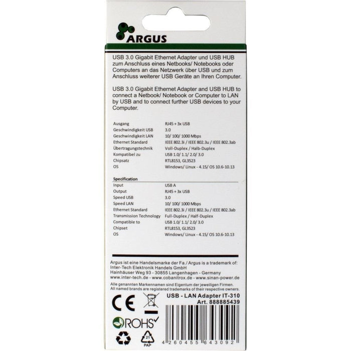 EAN 4260455643092 - Inter-Tech ARGUS IT-310 USB 3.2 Gen 1 (3.1 Gen 1) Type-A Negro imagen 4