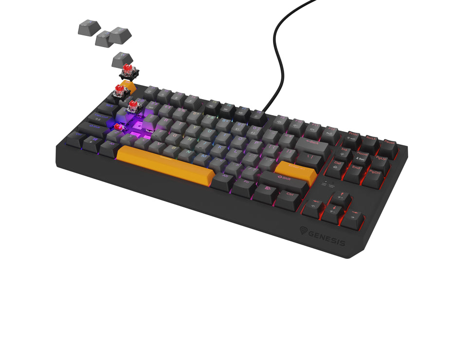 EAN 5901969443325 - GENESIS Thor 230 TKL teclado Juego USB + RF Wireless + Bluetooth QWERTY Negro, Gris, Naranja imagen 2
