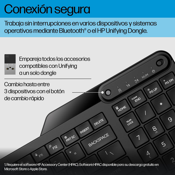 EAN 0197192767696 - HP 475 Dual-Mode Wireless Keyboard teclado Universal RF Wireless + Bluetooth QWERTY Inglés Negro imagen 9