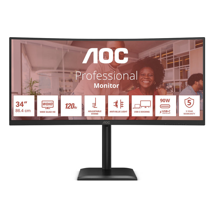 EAN 4038986112864 - AOC E4 CU34E4CV pantalla para PC 86,4 cm (34") 3440 x 1440 Pixeles UltraWide Quad HD LCD Negro imagen 2