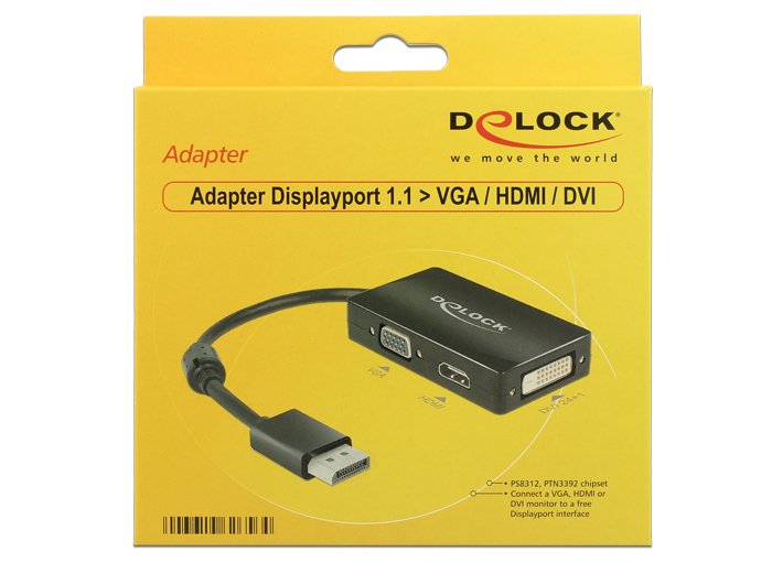 EAN 4043619626564 - DeLOCK 0.16m DisplayPort/VGA+HDMI+DVI 0,16 m VGA (D-Sub)+ HDMI + DVI Negro imagen 2