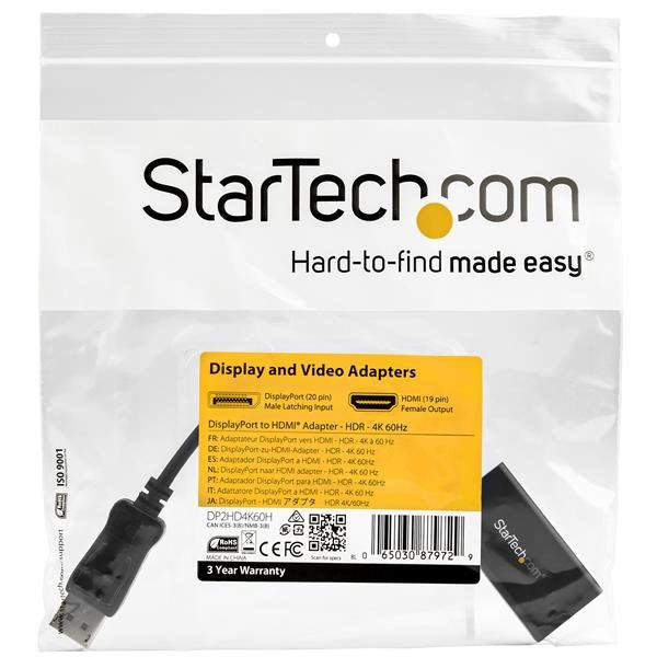 EAN 0065030879729 - StarTech.com DP2HD4K60H adaptador de cable de vídeo 0,122 m HDMI tipo A (Estándar) imagen 6