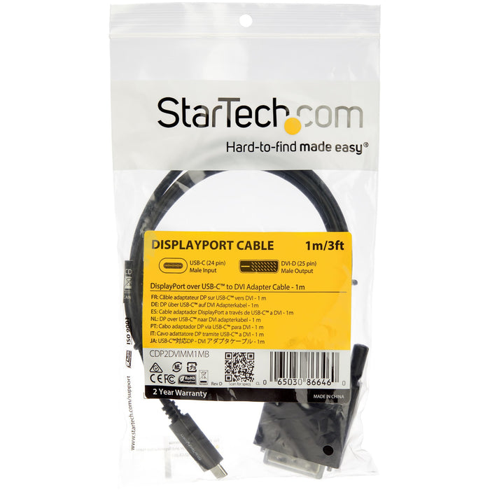EAN 0065030866460 - StarTech.com CDP2DVIMM1MB adaptador de cable de vídeo USB Tipo C DVI-D imagen 5