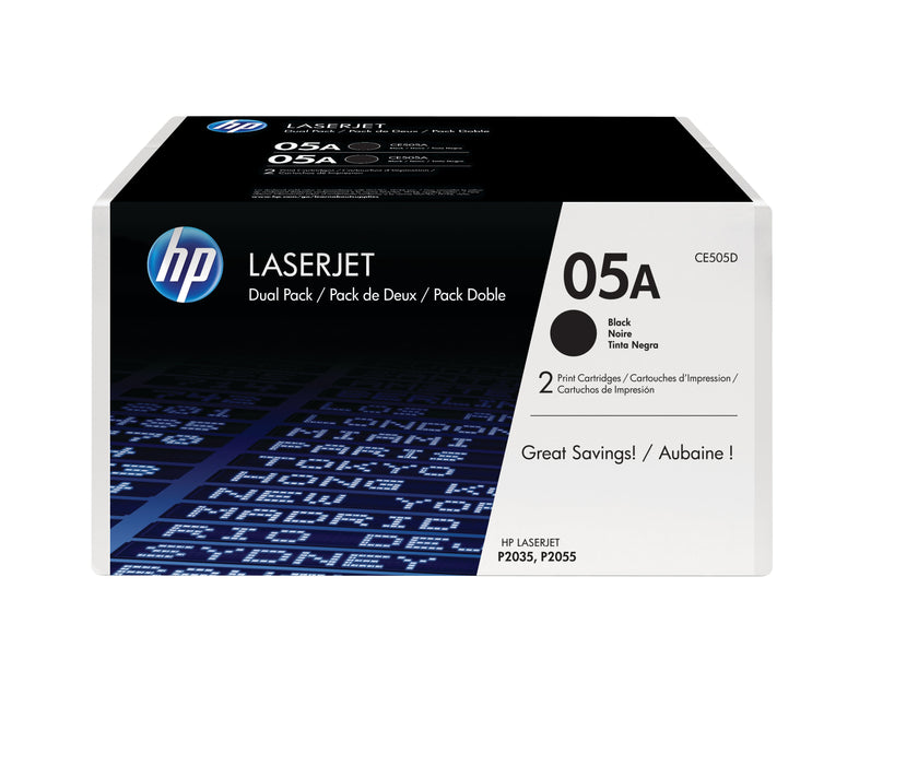 EAN 0886111645091 - HP 05A 2-pack Black Original LaserJet Toner Cartridges cartucho de tóner 2 pieza(s) imagen 1