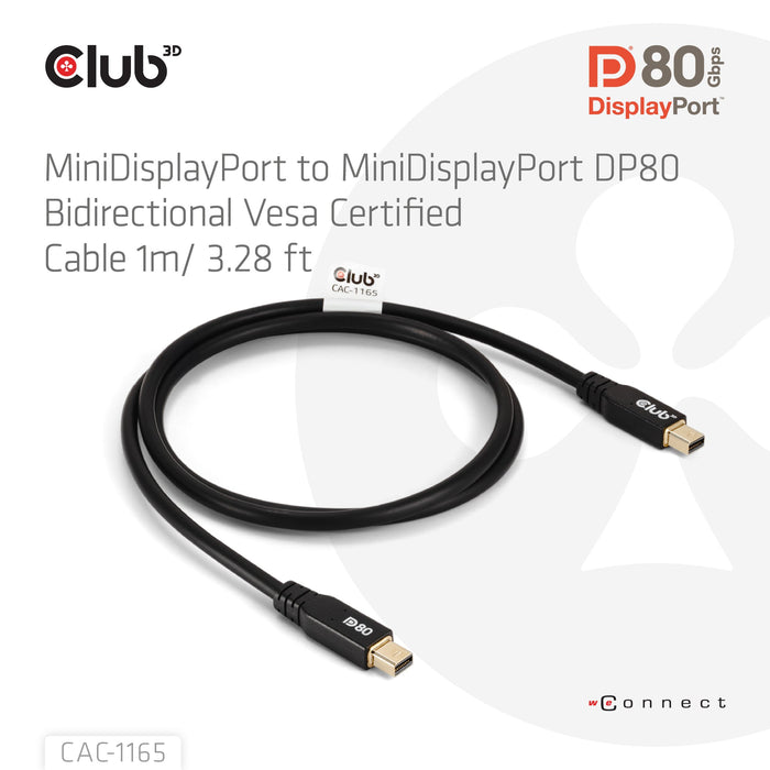 EAN 8719214473143 - CLUB3D MINIDISPLAYPORT TO MINIDISPLAYPORT DP80BIDIRECTIONAL VESA CERTIFIED CABLE 1M/3.28 FT - Kabel imagen 2