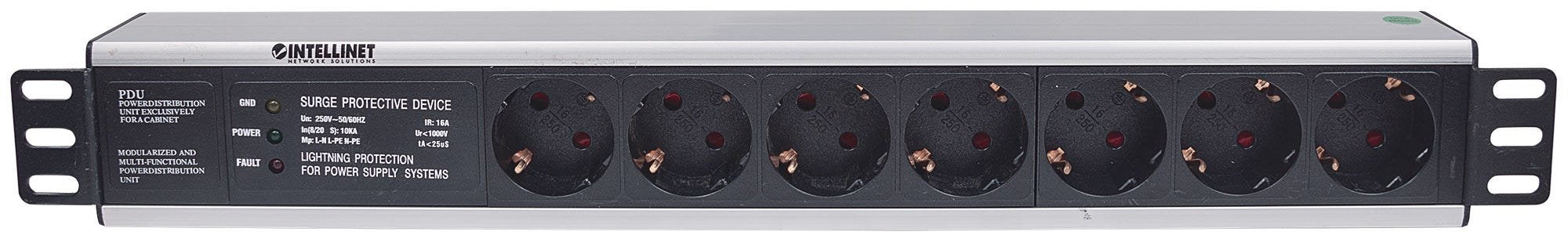 EAN 0766623714006 - Intellinet 714006 unidad de distribución de energía (PDU) 7 salidas AC 1.5U Negro imagen 3