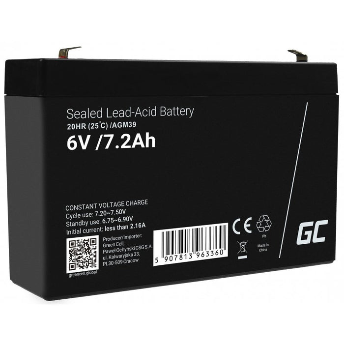 EAN 5907813963360 - Green Cell AGM39 batería recargable industrial Sealed Lead Acid (VRLA) 7200 mAh 6 V imagen 1
