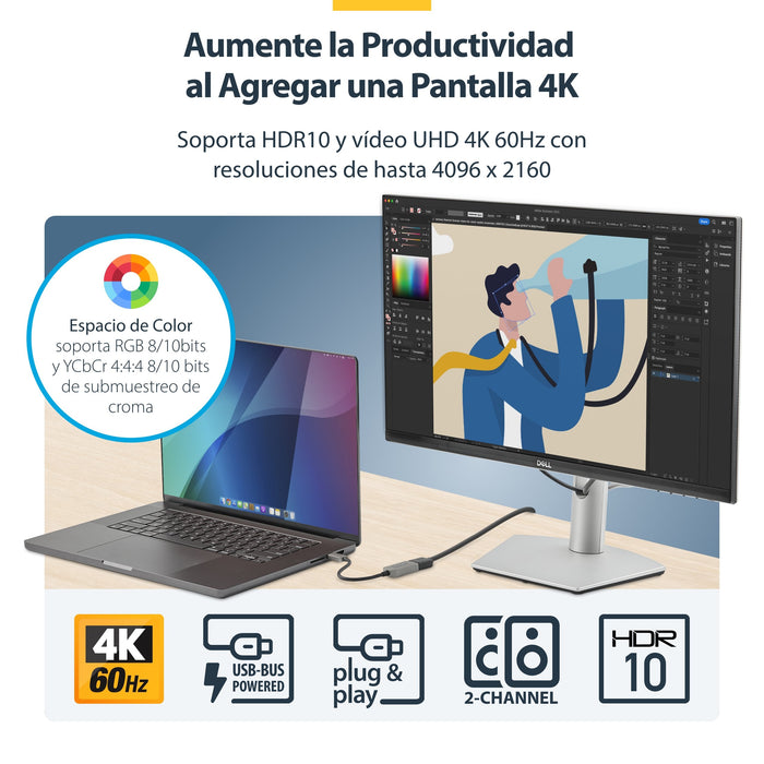 EAN 0065030893787 - StarTech.com USBC-HDMI-CDP2HD4K60 Adaptador gráfico USB 4096 x 2160 Pixeles Gris imagen 8