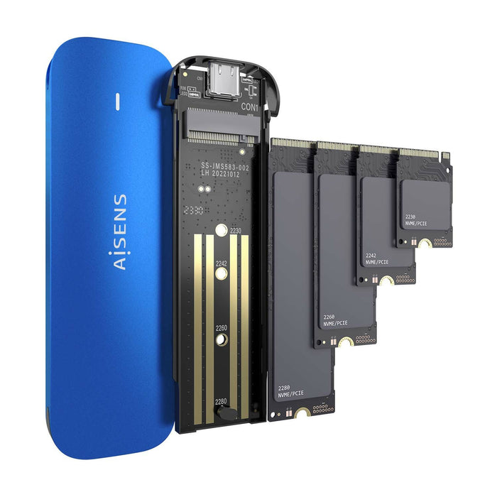 EAN 8436574709704 - AISENS ASM2-026BLU caja para disco duro externo Caja externa para unidad de estado sólido (SSD) Azul M.2 imagen 3