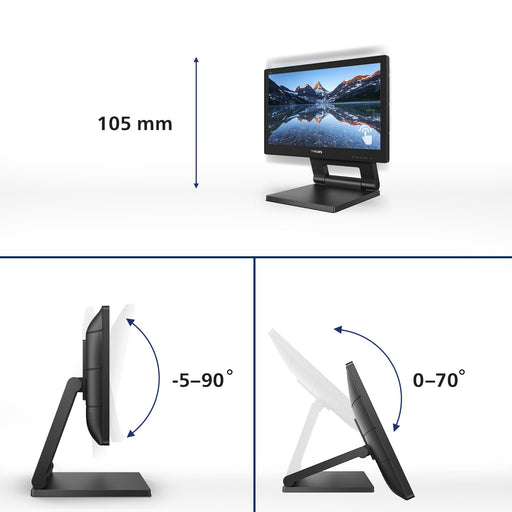 EAN 8712581760250 - Philips 162B9T/00 pantalla para PC 39,6 cm (15.6") 1366 x 768 Pixeles HD LCD Pantalla táctil Negro imagen 2