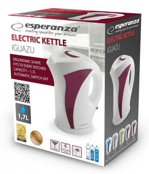 EAN 5901299932452 - Esperanza EKK018R tetera eléctrica 1,7 L 2200 W Rojo, Blanco imagen 5