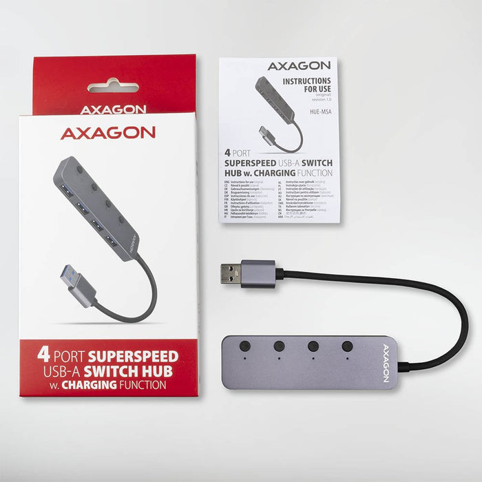 EAN 8595247905642 - Axagon HUE-MSA Superspeed USB-A Switch Hub 4x USB 3.0 aktiv - 20cm schwarz USB 3.2 Gen 1 (3.1 Gen 1) Type imagen 6