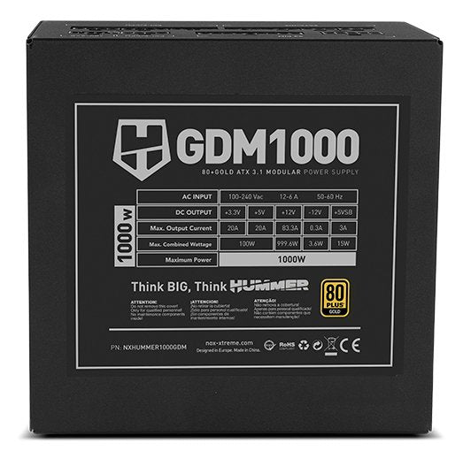 EAN 8436587976070 - NOX Hummer GDM 1000W GOLD unidad de fuente de alimentación 20+4 pin ATX ATX Negro imagen 6