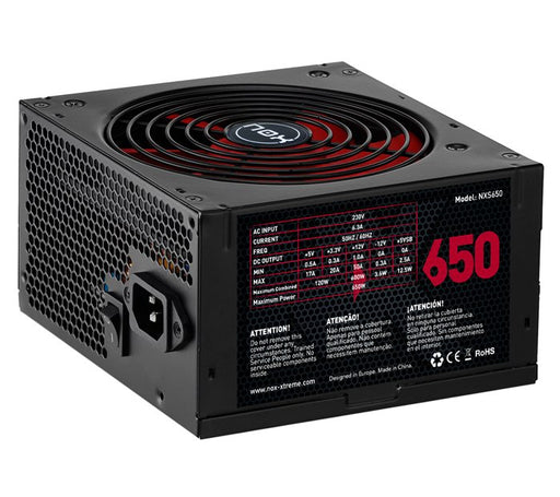 EAN 8436532161988 - NOX NXS650 unidad de fuente de alimentación 650 W 20+4 pin ATX Negro, Rojo imagen 1