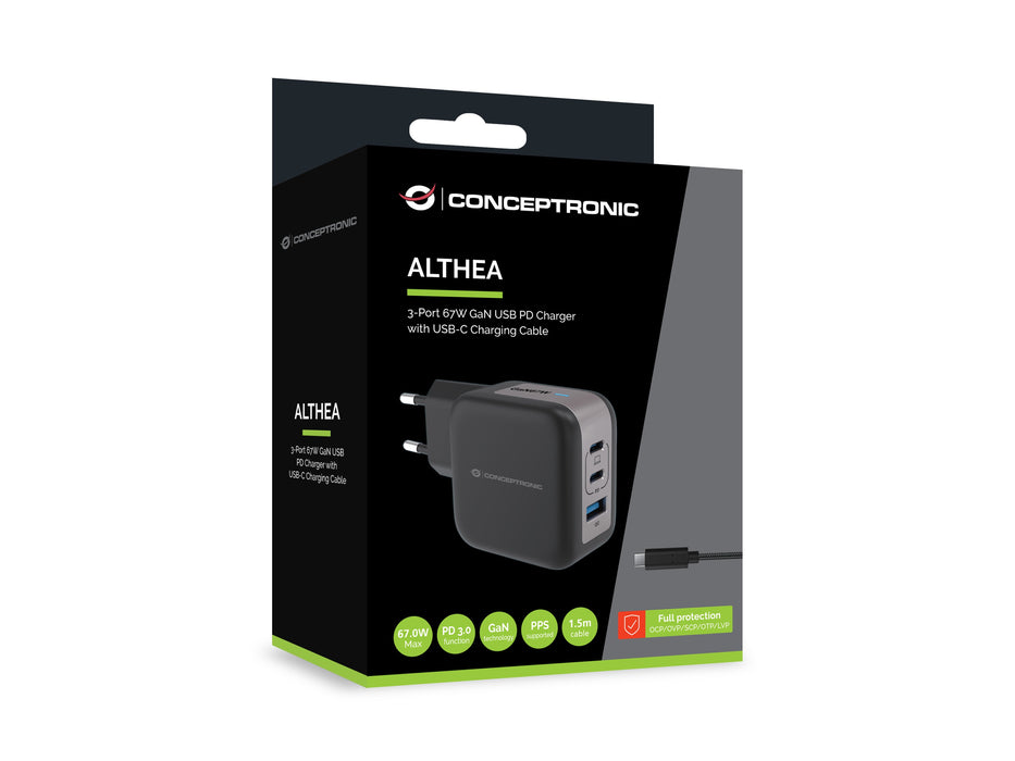 EAN 4015867236512 - Conceptronic ALTHEA17B cargador de dispositivo móvil Universal Negro Corriente alterna Carga rápida Inter imagen 2