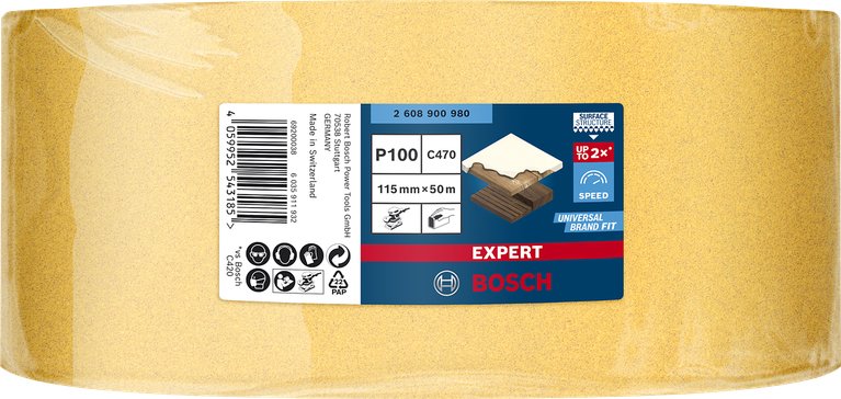 EAN 4059952543185 - Bosch Expert C470 Rollo abrasivo Grano medio P100 1 pieza(s) imagen 2