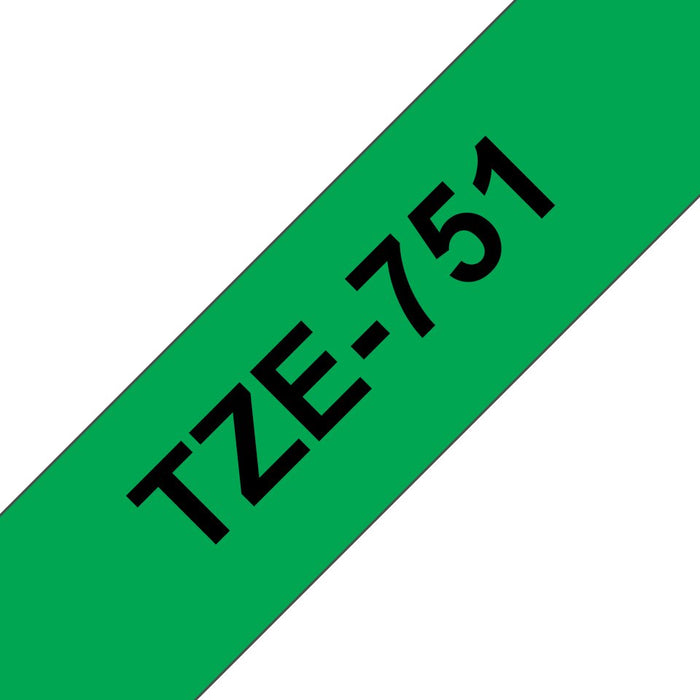 EAN 4977766692434 - Brother TZE-751 cinta para impresora de etiquetas Negro sobre verde imagen 1