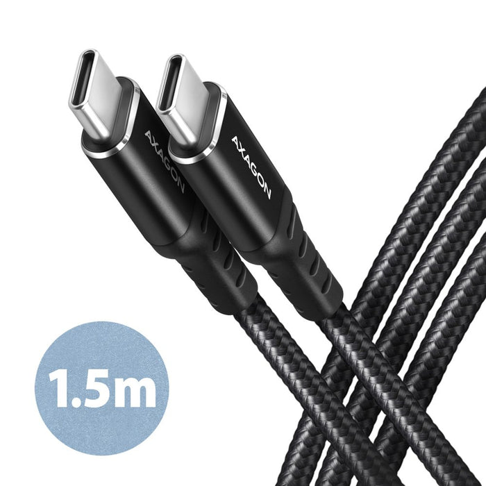 EAN 8595247907387 - Axagon Data and charging USB 2.0 cable 1.5 m long. PD 60W, 3A. Black braided. cable USB 1,5 m USB C Negro imagen 1