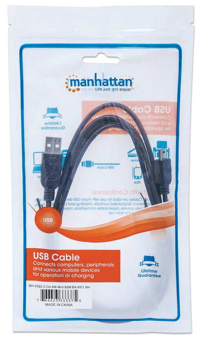 EAN 0766623333375 - Manhattan 333375 cable USB USB 2.0 1,8 m USB A Mini-USB B Negro imagen 5
