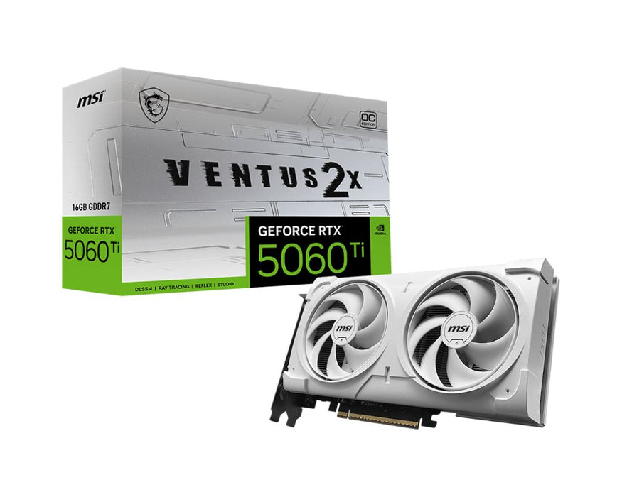 EAN 4711377334501 - MSI VENTUS GEFORCE RTX 5060 TI 16G 2X OC WHITE PLUS tarjeta gráfica NVIDIA 16 GB GDDR7 imagen 1