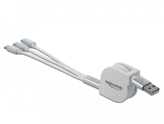 EAN 4043619858507 - DeLOCK 85850 cable USB USB 2.0 0,98 m USB A USB C/Micro-USB B/Lightning Plata, Blanco imagen 2