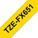 EAN 0012502626138 - Brother TZE-FX651 cinta para impresora de etiquetas Negro sobre amarillo TZ imagen 1