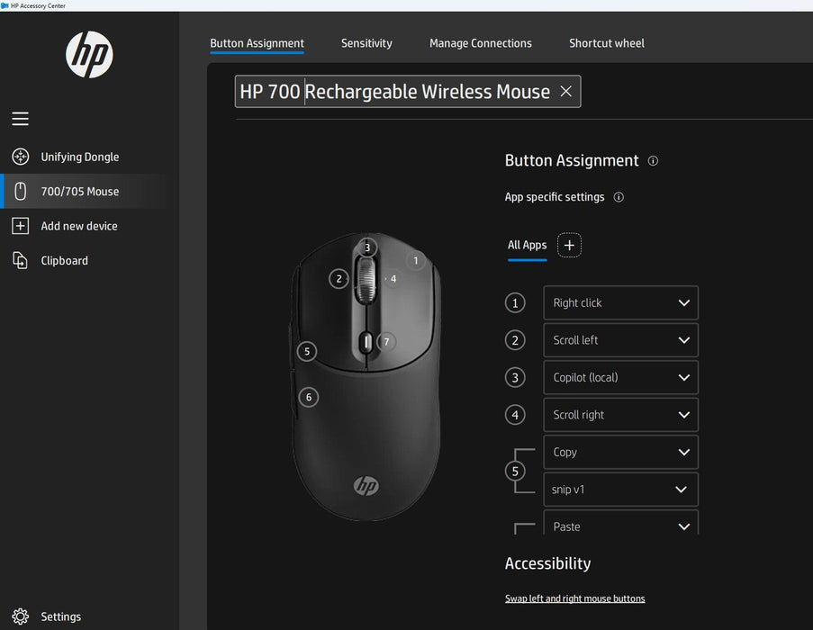 EAN 198701895107 - HP 700 Rechargeable Wireless Mouse ratón Hogar Ambidextro RF Wireless + Bluetooth 6000 DPI imagen 7