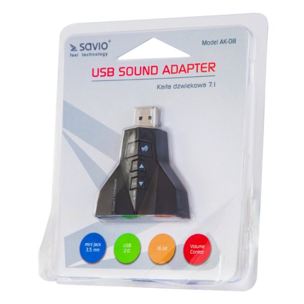 EAN 5901986041528 - Savio – Carte de soud 7.1 AK-08 tarjeta y adaptador de interfaz 3ˌ5 mm, USB 2.0 imagen 2