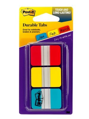 EAN 0021200975929 - Post-It Tabs, 1 inch Solid, Red, Yellow, Blue, 22 Tabs/Color, 66/Dispenser pestaña autoadhesiva Azul, Roj imagen 1