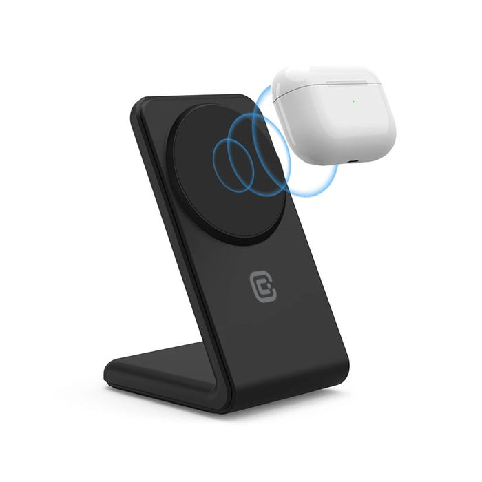 EAN 5904310703543 - Crong MagSpot Stand - 2-in-1 drahtloses Ladegerät mit MagSafe für iPhone und AirPods (schwarz) Smartphone imagen 2
