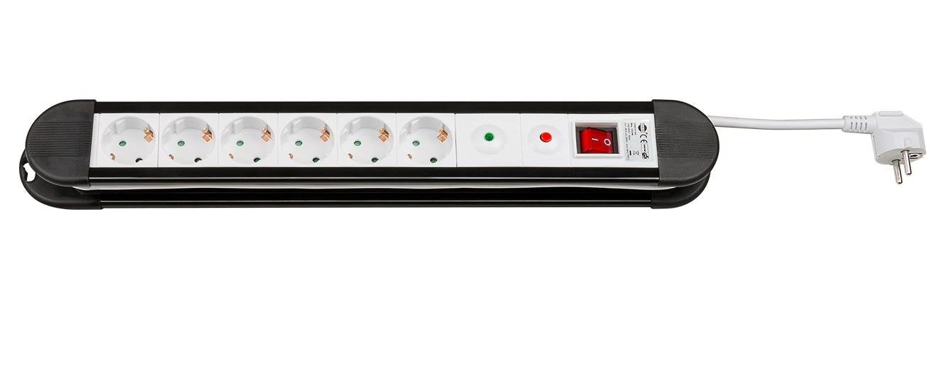 EAN 4040849512810 - Goobay 51281 limitador de tensión Negro, Blanco 6 salidas AC 230 V 1,4 m imagen 1