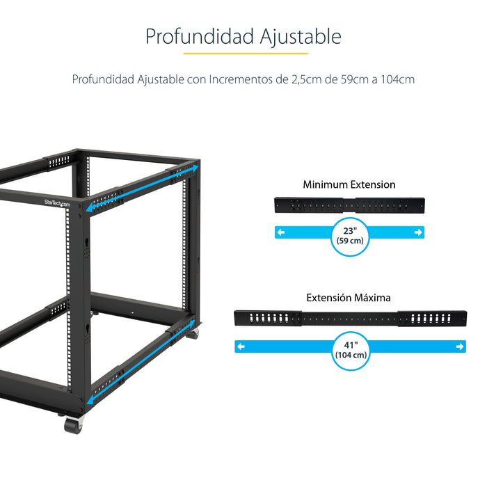 EAN 0065030858502 - StarTech.com 4POSTRACK12U armario rack Rack o bastidor independiente Negro imagen 9