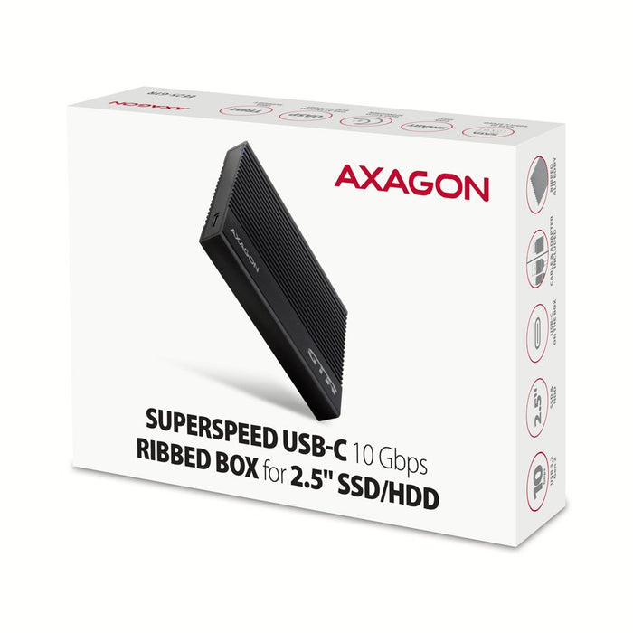 EAN 8595247906779 - Axagon EE25-GTR USB-C 3.2 Gen 2 - SATA 6G 2.5\" externes Festplattengehäuse geriffelt Carcasa de disco du imagen 8