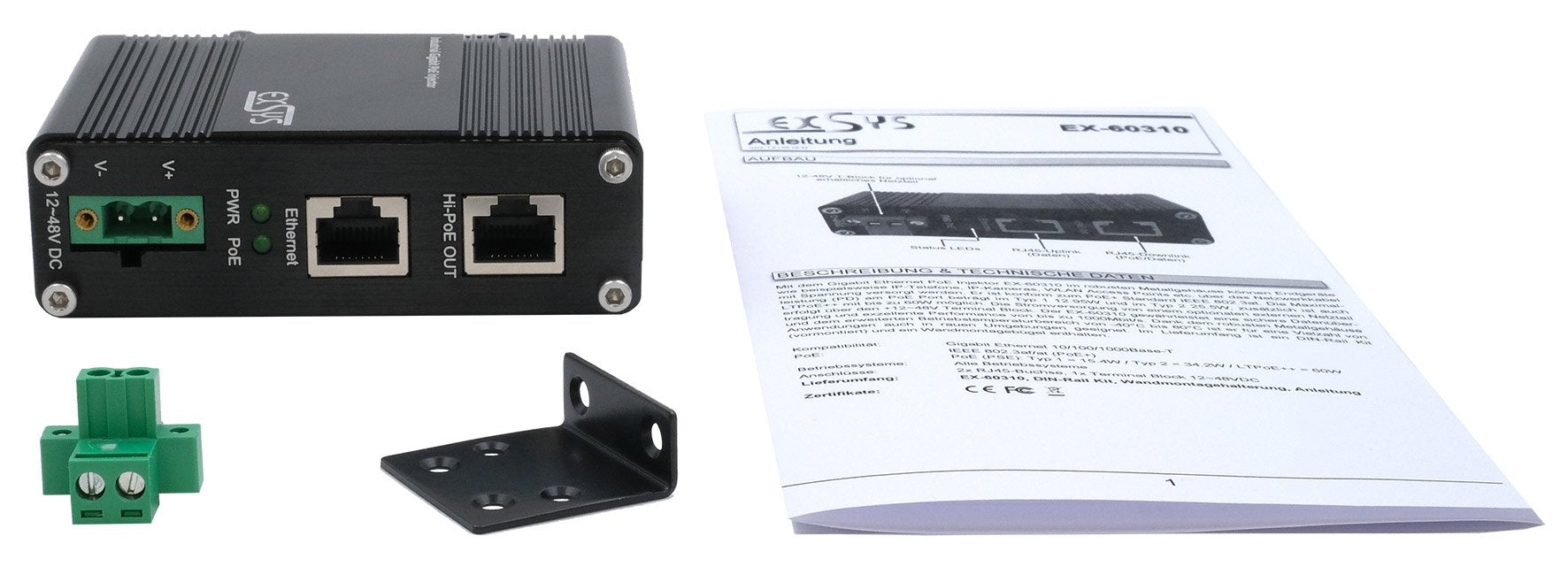 EAN 4718359603105 - EXSYS EX-60310 adaptador e inyector de PoE Gigabit Ethernet imagen 5