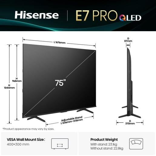 EAN 6942351416847 - Hisense 75E77Q PRO 190,5 cm (75") 4K Ultra HD Smart TV Wifi Negro imagen 2