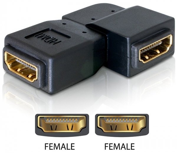 EAN 4043619650781 - DeLOCK Adapter HDMI female > HDMI female 90° left HDMI 1.3 Negro imagen 1